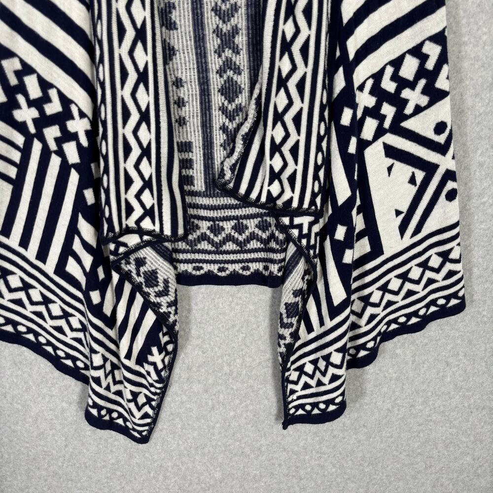 Sweater Cardigan Vest Womens Large Navy White Drape‎ Open Aztec Boho Southwest - Picture 3 of 9